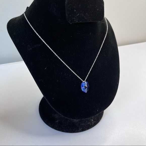 Heart September Birth Month Crystal Pendant Sterling Silver Necklace 💙💎 - Picture 1 of 6